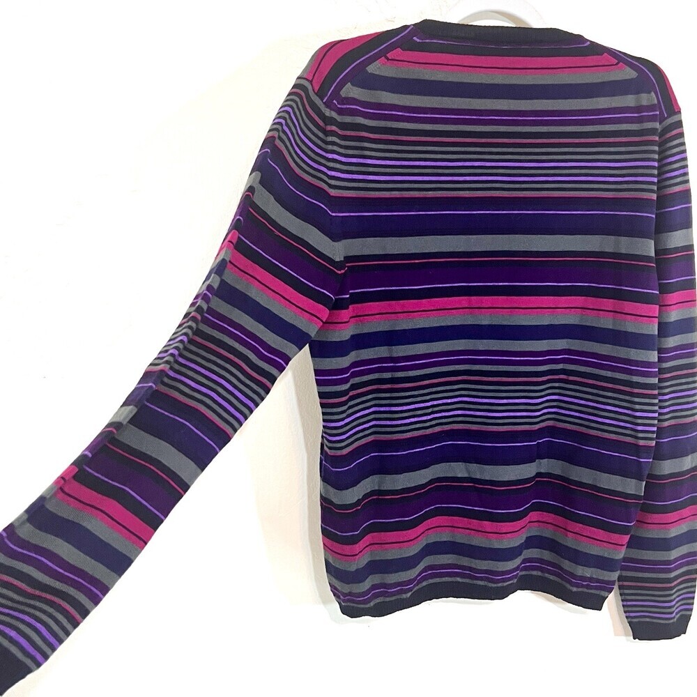 ETRO Sweater Womens Fits Like L Dark Striped Wool Crew Neck Made in Italy - Picture 11 of 16